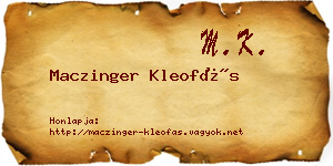 Maczinger Kleofás névjegykártya